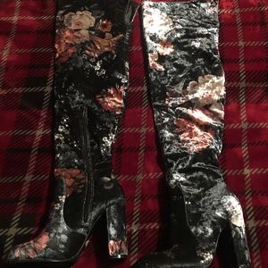 Floral Thigh High Boots